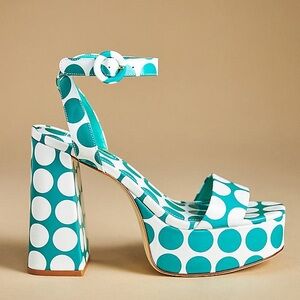Larroude Dolly Polka Dot Patent Leather Platform Sandals